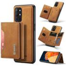 DG.MING M2 Series 3-Fold Multi Card Bag Back Cover Shockproof Case with Wallet & Holder Function For OnePlus 9R(Brown) - 1