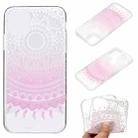 For iPhone 13 mini Coloured Drawing Pattern Transparent TPU Protective Case (Pink Flower) - 1