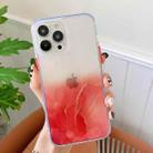 For iPhone 13 Pro Marble Pattern Glittery Powder Shockproof TPU + Acrylic Protective Case with Detachable Buttons (Red) - 1