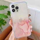 For iPhone 13 Pro Max Marble Pattern Glittery Powder Shockproof TPU + Acrylic Protective Case with Detachable Buttons (Pink) - 1