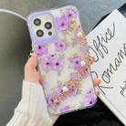 For iPhone 12 mini Flower Pattern + Bracelet TPU Phone Protective Case (Purple Small Flower) - 1