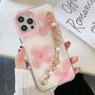 For iPhone 12 mini Flower Pattern + Bracelet TPU Phone Protective Case (Three Pink Flowers) - 1