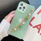 For iPhone 12 mini Flower Pattern + Bracelet TPU Phone Protective Case (Green Daisy) - 1