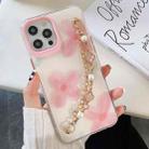 For iPhone 12 Pro Max Flower Pattern + Bracelet TPU Phone Protective Case(Three Pink Flowers) - 1