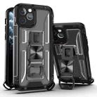 For iPhone 12 mini PC + TPU Shockproof Protective Case with Corkscrew Holder (Transparent Black) - 1