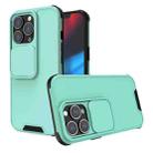 For iPhone 13 Up and Down Sliding Camera Cover Design Shockproof TPU + PC Protective Case(Mint Green) - 1