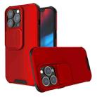 For iPhone 13 Up and Down Sliding Camera Cover Design Shockproof TPU + PC Protective Case(Red) - 1
