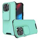 For iPhone 13 Pro Max Up and Down Sliding Camera Cover Design Shockproof TPU + PC Protective Case (Mint Green) - 1