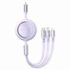 Baseus Bright Mirror 100W USB-C / Type-C to 8 Pin + USB-C / Type-C + Micro USB One-for-three Retractable Data Cable, Length: 1.2m(Purple) - 1