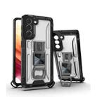 PC + TPU Shockproof Protective Case with Corkscrew Holder For Samsung Galaxy S21+ 5G(Transparent White) - 1