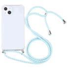 For iPhone 13 Four-corner Shockproof Transparent TPU Protective Case with Lanyard(Mint Green White) - 1