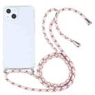 For iPhone 13 Four-corner Shockproof Transparent TPU Protective Case with Lanyard(Colorful Pink) - 1