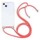 For iPhone 13 Four-corner Shockproof Transparent TPU Protective Case with Lanyard(Orange) - 1