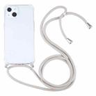 For iPhone 13 Four-corner Shockproof Transparent TPU Protective Case with Lanyard(Apricot) - 1