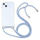 For iPhone 13 Four-corner Shockproof Transparent TPU Protective Case with Lanyard(Blue Grey) - 1