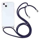For iPhone 13 Four-corner Shockproof Transparent TPU Protective Case with Lanyard(Dark Blue) - 1
