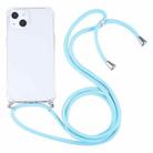 For iPhone 13 Four-corner Shockproof Transparent TPU Protective Case with Lanyard(Lake Blue) - 1