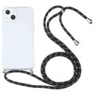 For iPhone 13 Four-corner Shockproof Transparent TPU Protective Case with Lanyard(Black Gold) - 1