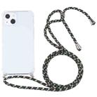 For iPhone 13 Four-corner Shockproof Transparent TPU Protective Case with Lanyard(Black Green Gold) - 1
