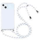 For iPhone 13 Four-corner Shockproof Transparent TPU Protective Case with Lanyard(White Thick Black) - 1