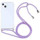 For iPhone 13 Four-corner Shockproof Transparent TPU Protective Case with Lanyard(Colorful Purple) - 1