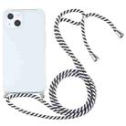 For iPhone 13 Four-corner Shockproof Transparent TPU Protective Case with Lanyard(Black White) - 1