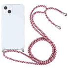 For iPhone 13 Four-corner Shockproof Transparent TPU Protective Case with Lanyard(Red Grey Yellow) - 1