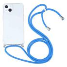 For iPhone 13 mini Four-corner Shockproof Transparent TPU Protective Case with Lanyard (Blue) - 1