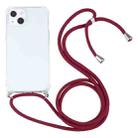 For iPhone 13 mini Four-corner Shockproof Transparent TPU Protective Case with Lanyard (Wine Red) - 1