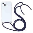 For iPhone 13 mini Four-corner Shockproof Transparent TPU Protective Case with Lanyard (Dark Blue) - 1