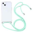 For iPhone 13 mini Four-corner Shockproof Transparent TPU Protective Case with Lanyard (Mint Green) - 1