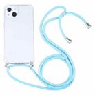 For iPhone 13 mini Four-corner Shockproof Transparent TPU Protective Case with Lanyard (Lake Blue) - 1