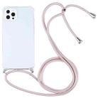 For iPhone 13 Pro Four-corner Shockproof Transparent TPU Protective Case with Lanyard (Light Pink) - 1