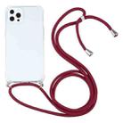 For iPhone 13 Pro Four-corner Shockproof Transparent TPU Protective Case with Lanyard (Wine Red) - 1