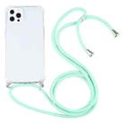 For iPhone 13 Pro Four-corner Shockproof Transparent TPU Protective Case with Lanyard (Mint Green) - 1