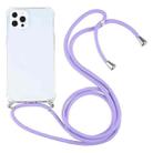 For iPhone 13 Pro Four-corner Shockproof Transparent TPU Protective Case with Lanyard (Purple) - 1