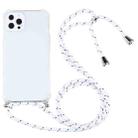 For iPhone 13 Pro Four-corner Shockproof Transparent TPU Protective Case with Lanyard (White Thick Black) - 1