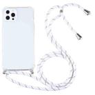 For iPhone 13 Pro Four-corner Shockproof Transparent TPU Protective Case with Lanyard (White Thin Black) - 1