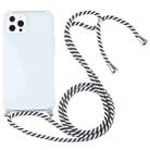 For iPhone 13 Pro Four-corner Shockproof Transparent TPU Protective Case with Lanyard (Black White) - 1