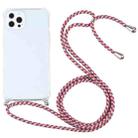 For iPhone 13 Pro Four-corner Shockproof Transparent TPU Protective Case with Lanyard (Red Grey Yellow) - 1