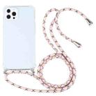 For iPhone 13 Pro Max Four-corner Shockproof Transparent TPU Protective Case with Lanyard (Colorful Pink) - 1