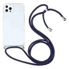 For iPhone 13 Pro Max Four-corner Shockproof Transparent TPU Protective Case with Lanyard (Dark Blue) - 1