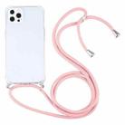 For iPhone 13 Pro Max Four-corner Shockproof Transparent TPU Protective Case with Lanyard (Pink) - 1