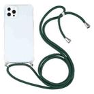For iPhone 13 Pro Max Four-corner Shockproof Transparent TPU Protective Case with Lanyard (Dark Green) - 1