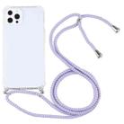 For iPhone 13 Pro Max Four-corner Shockproof Transparent TPU Protective Case with Lanyard (Purple Blue) - 1