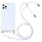 For iPhone 13 Pro Max Four-corner Shockproof Transparent TPU Protective Case with Lanyard (White Thin Black) - 1