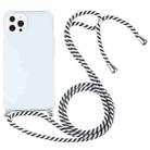 For iPhone 13 Pro Max Four-corner Shockproof Transparent TPU Protective Case with Lanyard (Black White) - 1