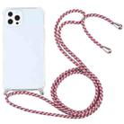 For iPhone 13 Pro Max Four-corner Shockproof Transparent TPU Protective Case with Lanyard (Red Grey Yellow) - 1