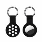 Dual-color Shockproof Silicone Protective Cover Case with Keychain Hook Loop For AirTag(Black White) - 1