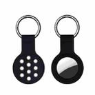 Dual-color Shockproof Silicone Protective Cover Case with Keychain Hook Loop For AirTag(Black Grey) - 1